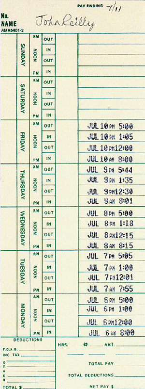 PIX-21 Sample Timecard